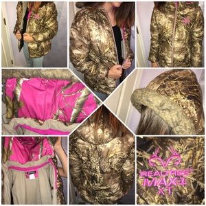 Pink and camouflage Real Tree winter coat.